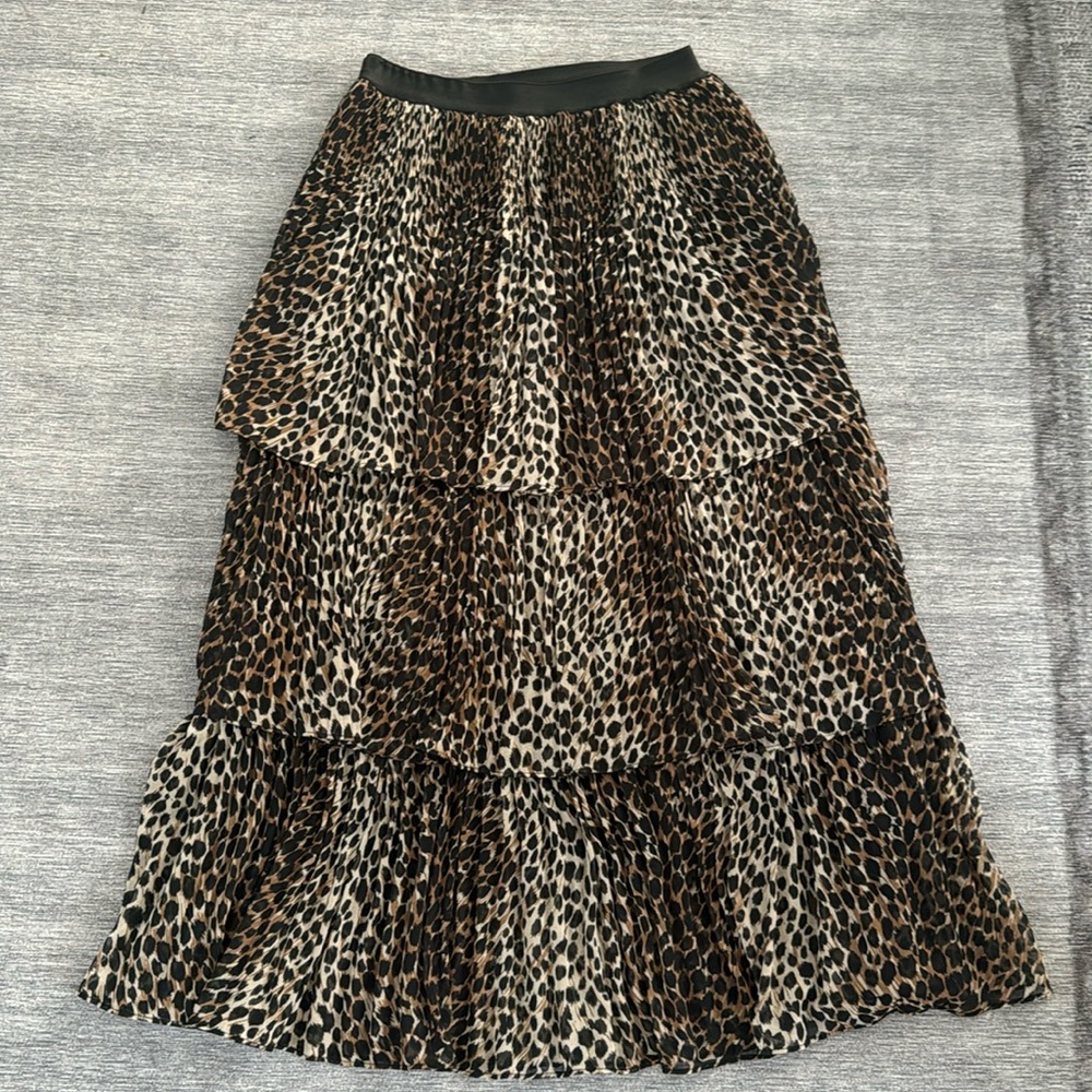 Topshop Cheetah Print Tiered Skirt
